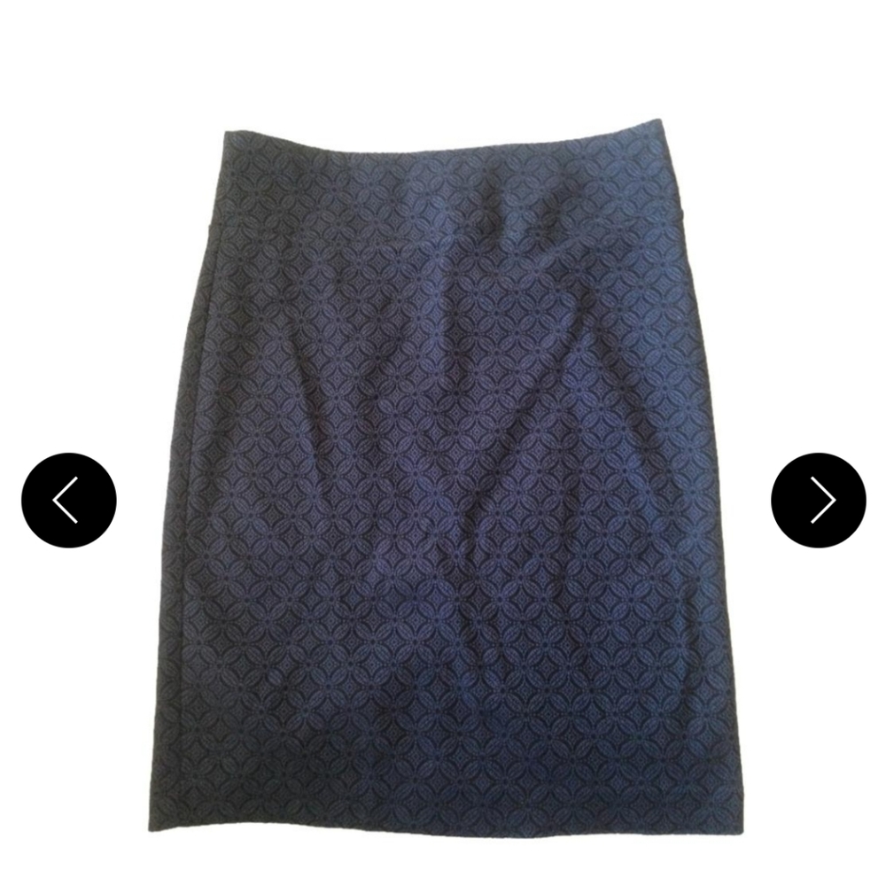 Navy Jacquard Print Skirt